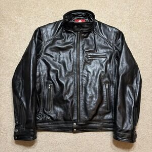 Laverapelle Leather Jacket Mens 3XL Black Motorcycle Biker Full Zip Pockets